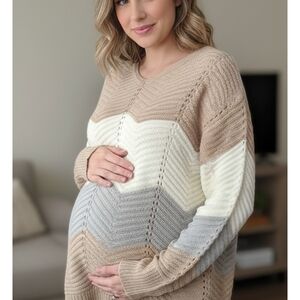 Elegant Chevron Knit Maternity Sweater